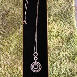 925silver necklace & diamond ring pendant cz NWOT